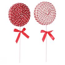 Product Christmas Decoration Red White Lolly Foam Lollipop H36cm 2pcs