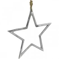Christmas decoration star, advent decoration, star pendant silver W24.5cm