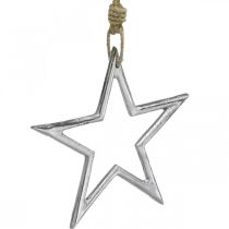 Christmas decoration star, advent decoration, star pendant silver W15.5cm