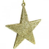 Christmas decoration star pendant golden glitter 10cm 12pcs