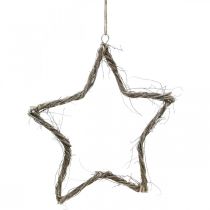 Christmas decoration star white washed stars to hang up elm 30cm 4pcs