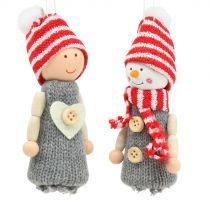 Product Christmas decoration figures 10cm grey, red 6pcs