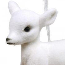 Christmas decoration reindeer flocked to hang white black 2 pieces