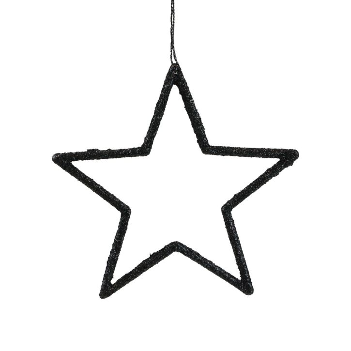 Product Christmas Decoration Star Pendant Black Glitter 12cm 12 Pcs