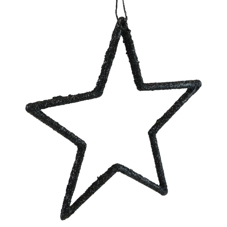 Product Christmas Decoration Star Pendant Black Glitter 12cm 12 Pcs