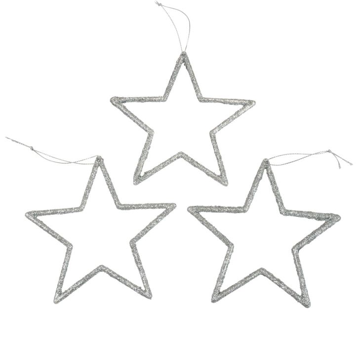 Product Christmas decoration star pendant silver glitter 12cm 12pcs