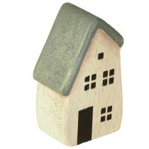 Product Christmas village wooden houses fir trees green and white 5-8 cm set of 6