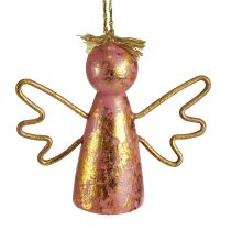Product Christmas Angel Wooden Decoration Gold Decoration Hanger 9×3×7.5cm 6 pcs
