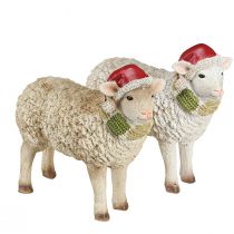 Product Christmas figures sheep with hat and scarf L16cm 2 pcs
