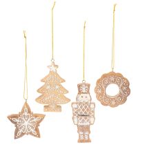Product Christmas ornaments, gingerbread, icing look, nutcracker, star, tree, wreath, 6cm, 4 pieces