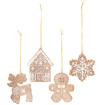 Product Christmas ornaments, honey cake design, reindeer, gingerbread man, snowflake, 7cm, 4 pieces