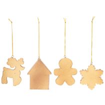 Product Christmas ornaments, honey cake design, reindeer, gingerbread man, snowflake, 7cm, 4 pieces