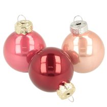 Product Christmas bauble glass decoration, shiny, 3cm, 22 pieces