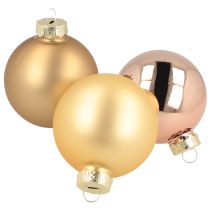 Product Christmas bauble trio gold &amp; rose – elegant set of 3 with shine and style 5cm 24pcs