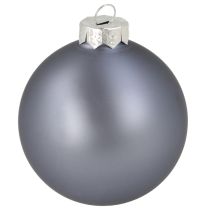 Product Set of blue/silver glass spheres – matte & glossy, glass decorations for winter floral arrangements, 7.5cm, 12 pieces