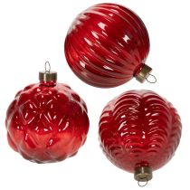 Product Christmas baubles, glass, red, 8cm, 12 pieces