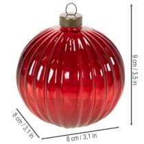 Product Christmas baubles, glass, red, 8cm, 12 pieces