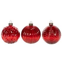 Product Christmas baubles, glass, red, 8cm, 12 pieces