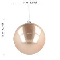 Product Christmas Tree Bauble Rose gold Shatter-proof plastic Ø14cm