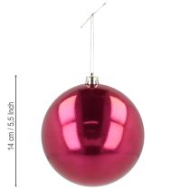 Product Christmas ball plastic large Christmas tree ball pink Ø14cm