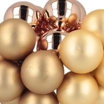 Product Christmas bauble rose gold glass mirror berries Ø40mm 32 pcs