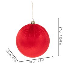 Product Red Velvet Christmas Ball, Large Decorative Ball for Hanging, 25cm, 2 Pieces