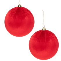 Product Red Velvet Christmas Ball, Large Decorative Ball for Hanging, 25cm, 2 Pieces