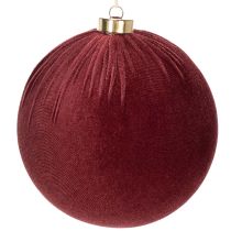 Product Christmas bauble, red velvet look, for hanging, 15cm, 3 pieces