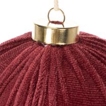 Product Christmas bauble, red velvet look, for hanging, 15cm, 3 pieces