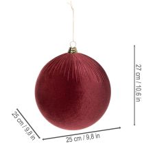Product Large red velvet Christmas tree ornament for hanging, 25cm, 2 pieces