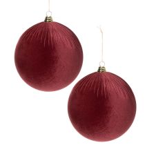 Product Large red velvet Christmas tree ornament for hanging, 25cm, 2 pieces