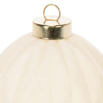 Product Christmas bauble ornament in white, mixed textures, 8cm, 12 pieces