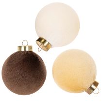 Product Christmas baubles, velvet look, mix of warm colors, 8cm, 12 pieces