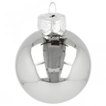 Product Mini Christmas ball, tree decoration mix, Advent decoration black/silver/mother of pearl H4.5cm Ø4cm real glass 24 pcs
