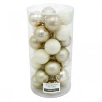 Product Christmas tree bauble mix, Christmas decoration, mini tree decoration white/mother of pearl H4.5cm Ø4cm real glass 24 pcs