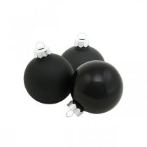 Mini Christmas tree balls, tree decorations mix, Christmas balls black H4.5cm Ø4cm real glass 24pcs