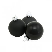 Product Mini Christmas tree ball, tree decoration mix, Christmas balls black H4.5cm Ø4cm real glass 24 pcs