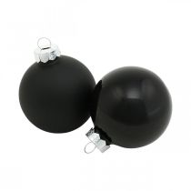 Product Christmas tree balls, tree decorations, glass balls black H6.5cm Ø6cm real glass 24 pcs