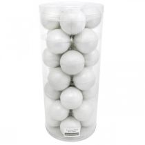 Product Snow globe, tree pendant, Christmas tree decoration, winter decoration white H6.5cm Ø6cm real glass 24 pcs