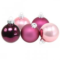Product Mini tree balls, Christmas ball mix, Christmas tree decorations violet H4.5cm Ø4cm real glass 24 pcs