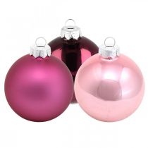 Product Christmas balls, tree decorations, glass balls violet H8.5cm Ø7.5cm real glass 12 pcs