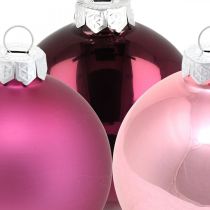 Product Christmas balls, tree decorations, glass balls violet H8.5cm Ø7.5cm real glass 12 pcs