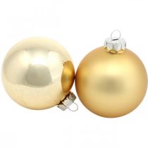 Tree ball, Christmas tree decorations, Christmas ball golden H8.5cm Ø7.5cm real glass 12pcs