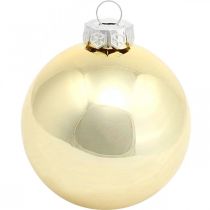 Tree ball, Christmas tree decorations, Christmas ball golden H8.5cm Ø7.5cm real glass 12pcs