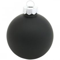 Product Christmas tree balls, tree decorations, glass balls black H6.5cm Ø6cm real glass 24 pcs
