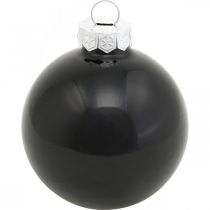 Product Christmas tree balls, tree decorations, glass balls black H6.5cm Ø6cm real glass 24 pcs