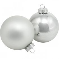 Glass ball, tree decorations, Christmas tree ball silver H8.5cm Ø7.5cm real glass 12pcs