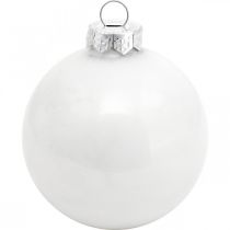 Snow globe, tree pendant, Christmas tree decorations, winter decoration white H6.5cm Ø6cm real glass 24pcs