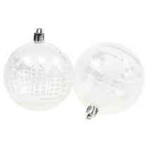 Christmas ball plastic white, clear Ø8cm 2pcs