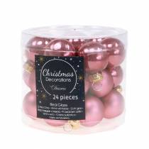 Product Mini Christmas ball old pink glass balls Ø2.5cm 22 pcs